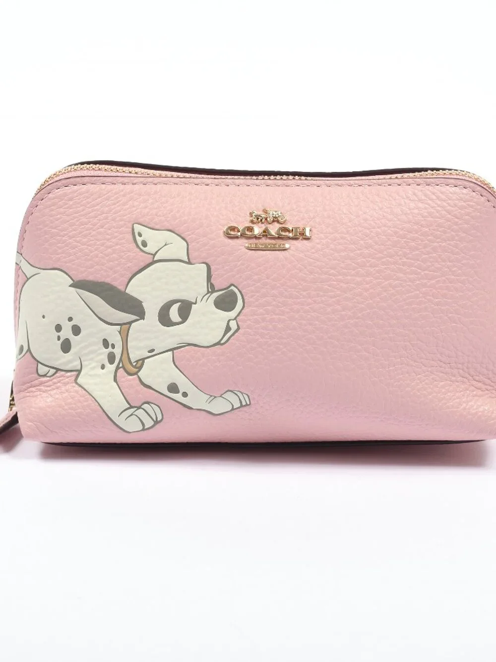 Coach x Disney 101 Dalmatians Cosmetic Case 17 Pink Leather 91785 NWT